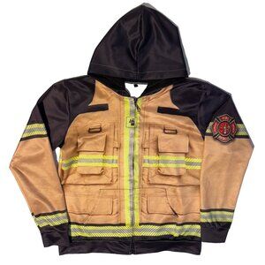 Gearhumans 3D Firefighter Uniform Zip Up Hoodie Large Sweatshirt